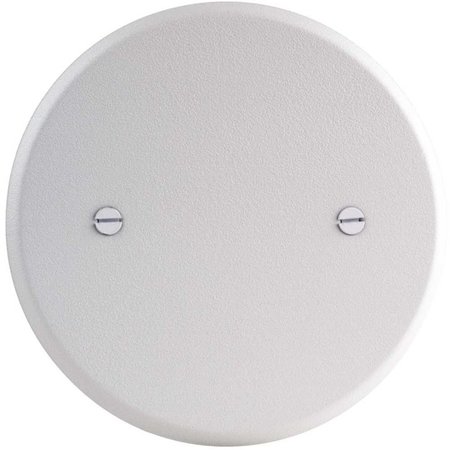 COMMERCIAL ELECTRIC 5 in. Metal White Textured Round Blank Flat Cover TPMTRW-B